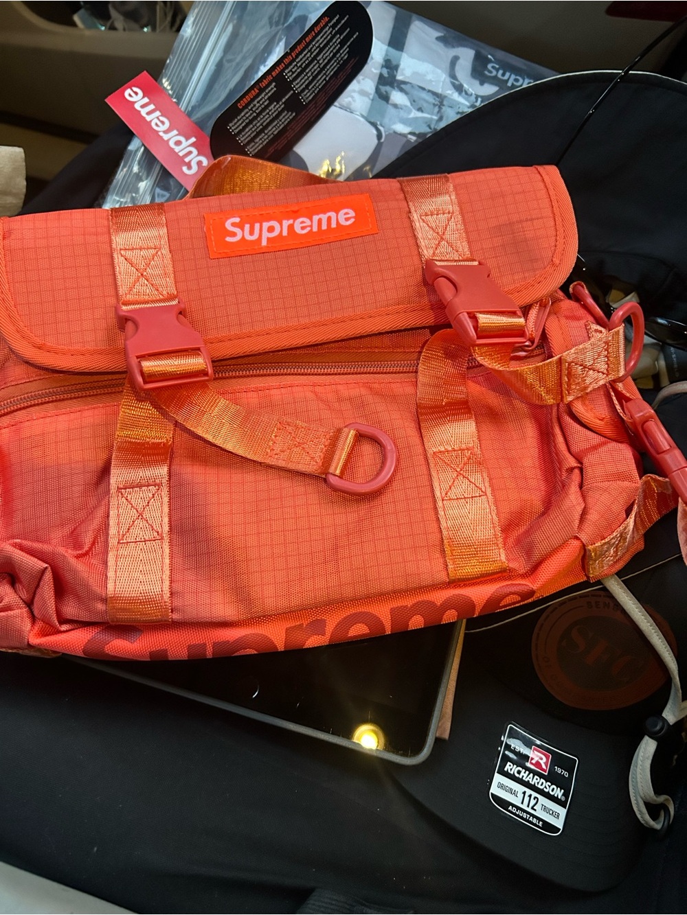 Supreme Orange Ripstop Messenger Bag with Logo